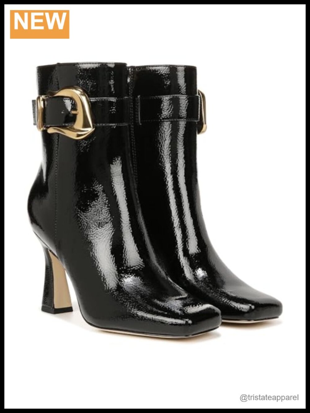 Women's Dress Ankle Boots - Square Toe Stiletto Heel Buckle Zip